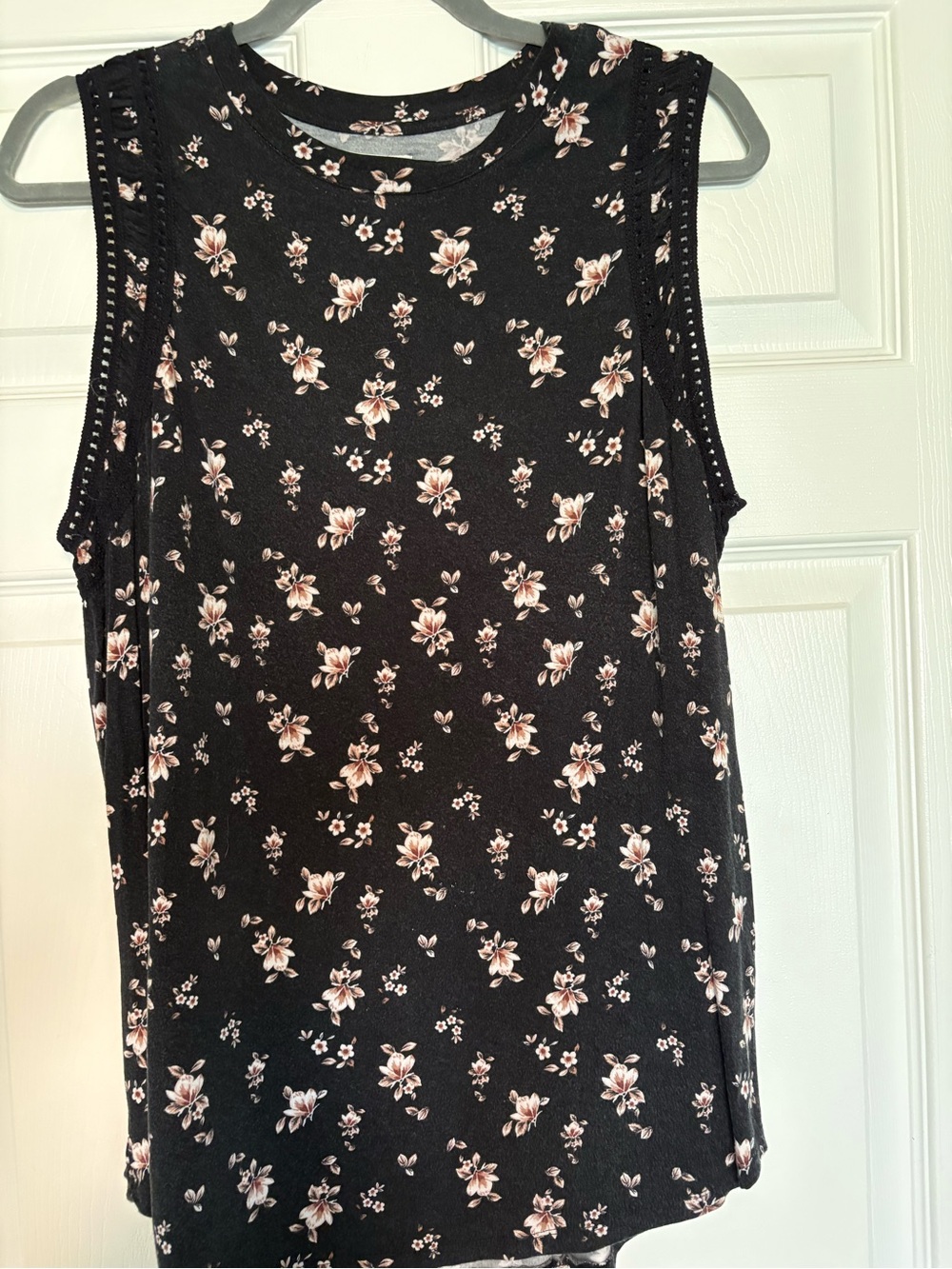 Maurices Black Tank Top with Pink Floral Print